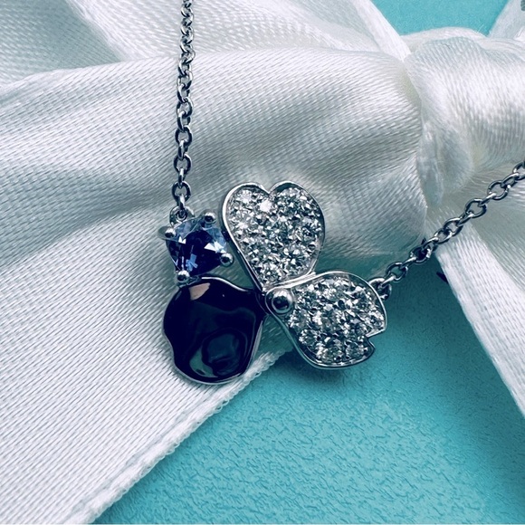 RETIRED Tiffany & Co. Diamond Tanzanite Platinum Paper Flowers Necklace - Picture 1 of 10